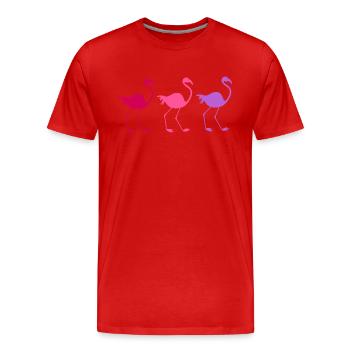 Three colorful flamingos - Men's Premium Organic T-Shirt - red - Front - Damien (186cm)