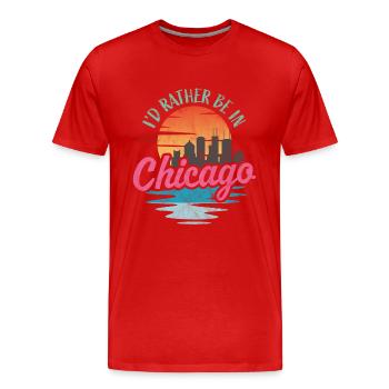 I'd rather be in Chicago - Men's Premium Organic T-Shirt - red - Front - Damien (186cm)