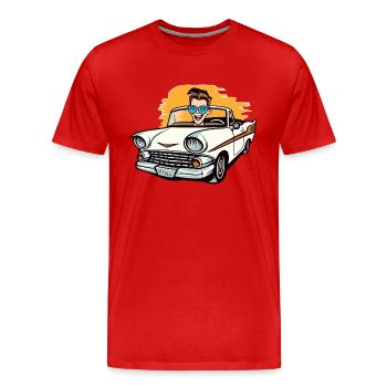 Clément im Cabrio - Männer Premium Bio T-Shirt - Rot - Vorne - Damien (186cm)