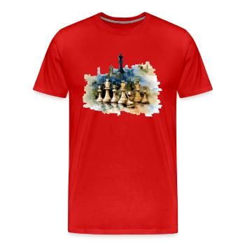 Huile sur toile échiquéenne - T-shirt bio Premium Homme - rouge - Devant - Damien (186cm)