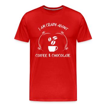 Café, expresso, café et chocolat - T-shirt bio Premium Homme - rouge - Devant - Damien (186cm)