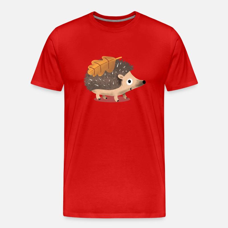HerbstIgel mit Eichenblatt - Männer Premium Bio T-Shirt - Rot