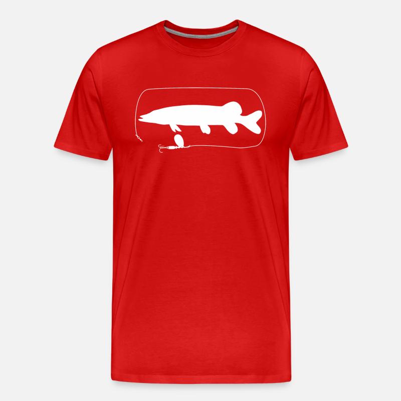 Hecht mit Spinner - Männer Premium Bio T-Shirt - Rot