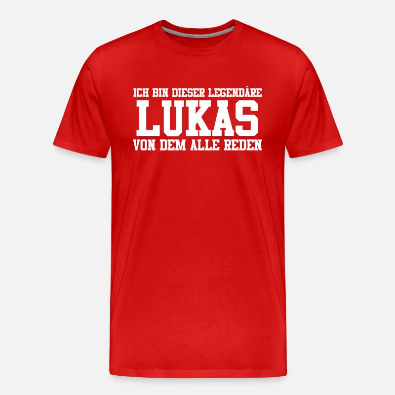 Lukas Name Design - Männer Premium Bio T-Shirt - Rot