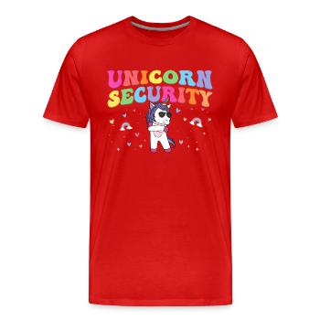 Costume de sécurité de licorne pour protéger maman sœur - T-shirt bio Premium Homme - rouge - Devant - Damien (186cm)