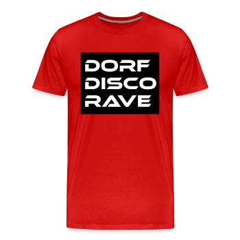 Dorf Disco Rave - Männer Premium Bio T-Shirt - Rot - Vorne - Damien (186cm)