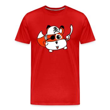 Little Cute Fox Pirate Animal Saber Eye Patch - Men's Premium Organic T-Shirt - red - Front - Damien (186cm)