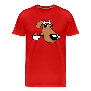 Dog Behind Wall Pretty Lady Bow Female - Men's Premium Organic T-Shirt - red - Front - Damien (186cm)
