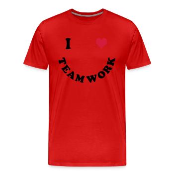 Ich liebe Teamwork - Männer Premium Bio T-Shirt - Rot - Vorne - Damien (186cm)