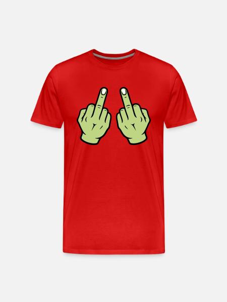 Middle Finger Hand - Men's Premium Organic T-Shirt - red
