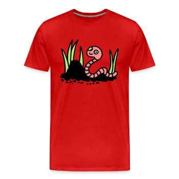 Earthworm Earth - 3 - Men's Premium Organic T-Shirt - red - Front - Damien (186cm)