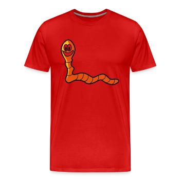 Earthworm worm - Men's Premium Organic T-Shirt - red - Front - Damien (186cm)