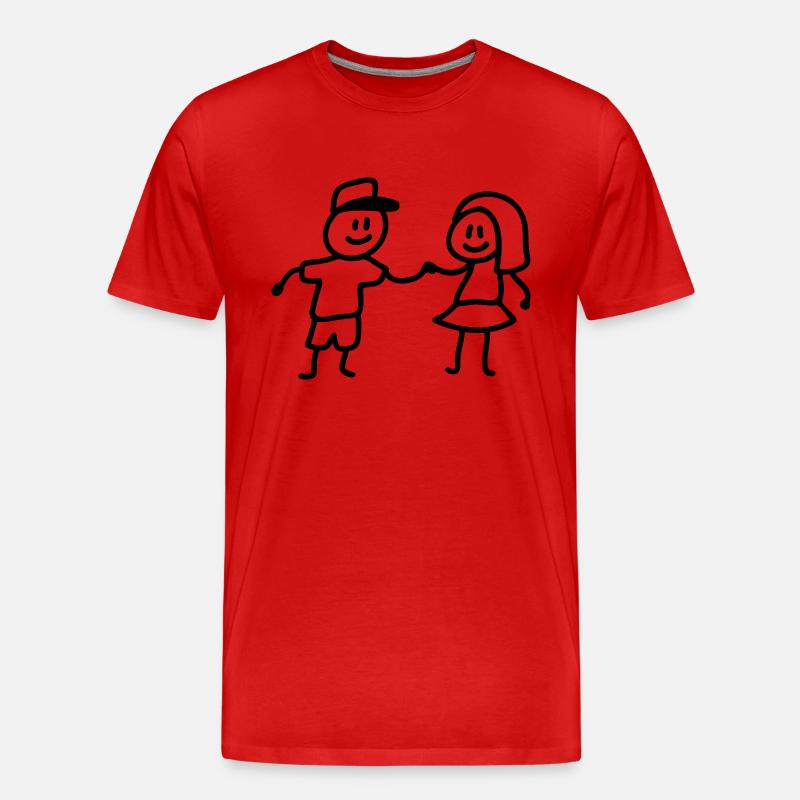 Junge Mädchen spielen - Männer Premium Bio T-Shirt - Rot