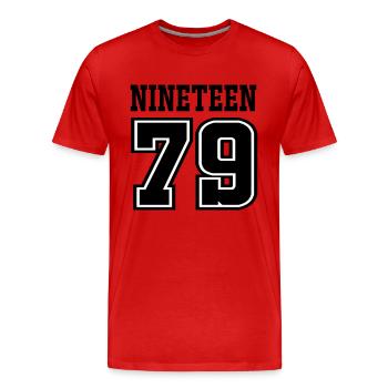 1979 - Männer Premium Bio T-Shirt - Rot - Vorne - Damien (186cm)