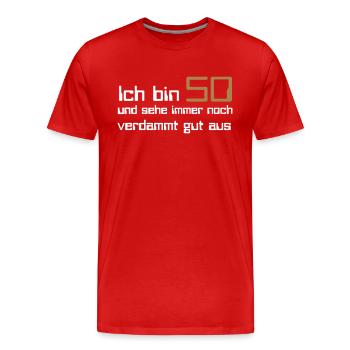 50 Geburtstag - Männer Premium Bio T-Shirt - Rot - Vorne - Damien (186cm)