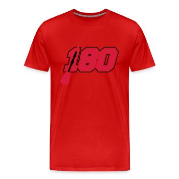 treffer 180 punkte logo silhouette dart pfeil dart - Männer Premium Bio T-Shirt - Rot - Vorne - Damien (186cm)