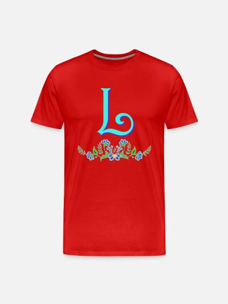flower blue l - Men's Premium Organic T-Shirt - red