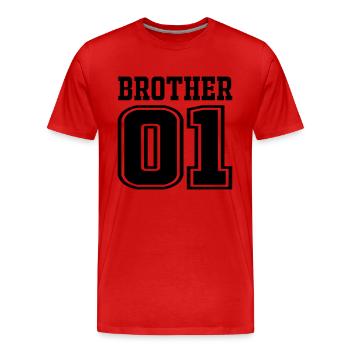 frère - T-shirt bio Premium Homme - rouge - Devant - Damien (186cm)