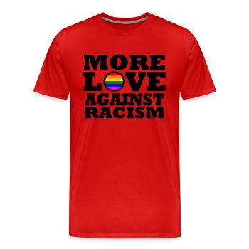 Plus d'amour contre le racisme - T-shirt bio Premium Homme - rouge - Devant - Damien (186cm)