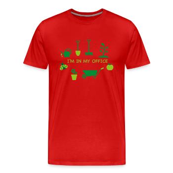 Jardin - je suis dans mon bureau - T-shirt bio Premium Homme - rouge - Devant - Damien (186cm)