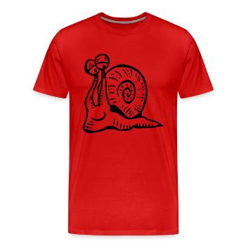 Schnecke schwarz - Männer Premium Bio T-Shirt - Rot - Vorne - Damien (186cm)