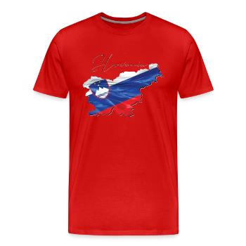 Slowenien Flagge in der Slowenien Landkarte EN - Männer Premium Bio T-Shirt - Rot - Vorne - Damien (186cm)