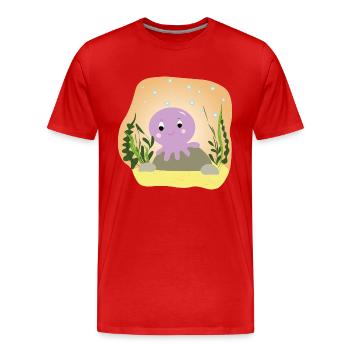 Otto Oktopus - Geschenk - Geschenkidee - Männer Premium Bio T-Shirt - Rot - Vorne - Damien (186cm)
