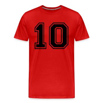 Numero 10 Équipe Foot baseball basket université - T-shirt bio Premium Homme - rouge - Devant - Damien (186cm)