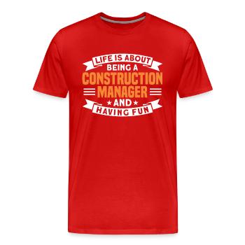 Directeur de la construction Superviseur de la construction Don de projet de construction - T-shirt bio Premium Homme - rouge - Devant - Damien (186cm)