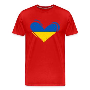 Herz Ukraine Flagge Ukrajina - Männer Premium Bio T-Shirt - Rot - Vorne - Damien (186cm)