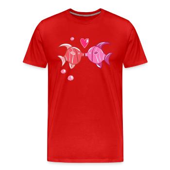 amoureux coeur animaux poisson doux - T-shirt bio Premium Homme - rouge - Devant - Damien (186cm)