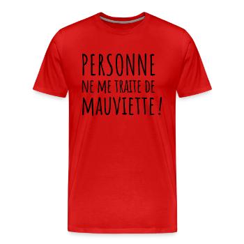 Personne ne me traite de mauviette - T-shirt bio Premium Homme - rouge - Devant - Damien (186cm)