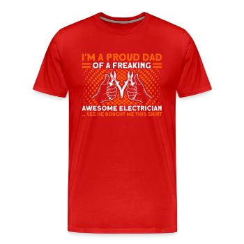 Stolzer Papa Vater Elektriker Vater Familie - Männer Premium Bio T-Shirt - Rot - Vorne - Damien (186cm)