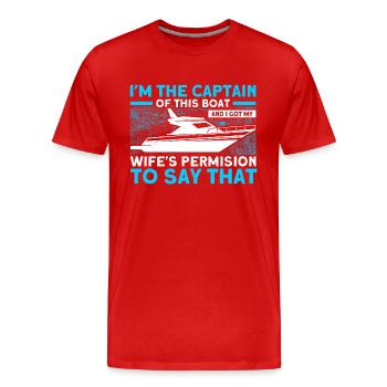 Wife Boat Captain Captains - Men's Premium Organic T-Shirt - red - Front - Damien (186cm)