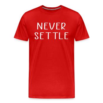 Ne jamais s’installer - T-shirt bio Premium Homme - rouge - Devant - Damien (186cm)