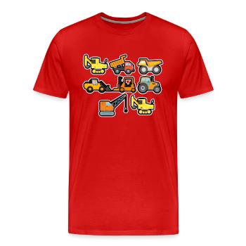 Excavatrice Chantier de construction Ouvrier de construction Camion de construction I Cadeau - T-shirt bio Premium Homme - rouge - Devant - Damien (186cm)