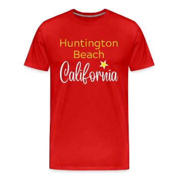 Huntington Beach California - T-shirt bio Premium Homme - rouge - Devant - Damien (186cm)