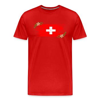 Drapeau suisse - T-shirt bio Premium Homme - rouge - Devant - Damien (186cm)
