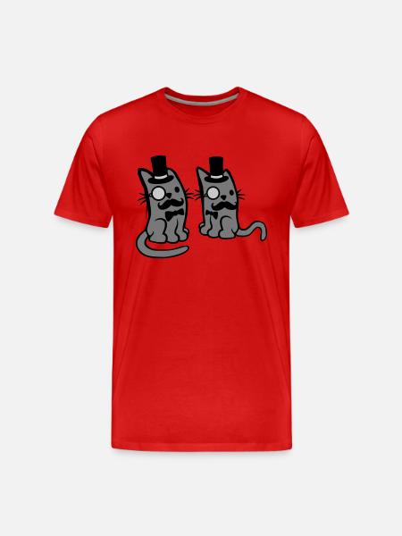 Herren 2 Katzen Freunde - Männer Premium Bio T-Shirt - Rot