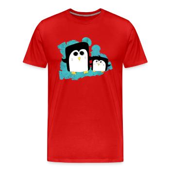 Pinguin Geschwister - Männer Premium Bio T-Shirt - Rot - Vorne - Damien (186cm)