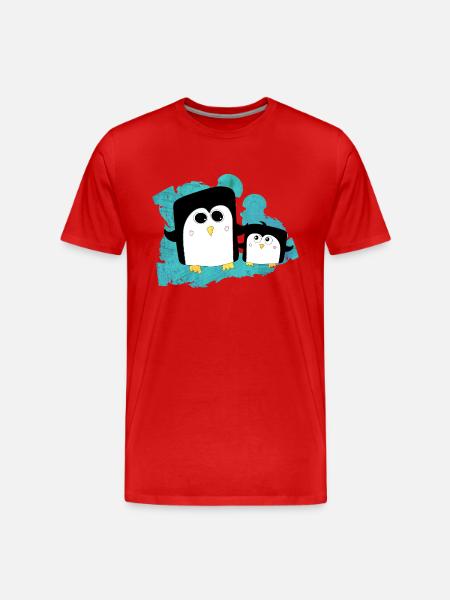 Pinguin Geschwister - Männer Premium Bio T-Shirt - Rot