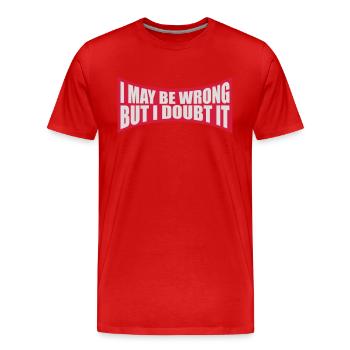 Je peux me tromper - T-shirt bio Premium Homme - rouge - Devant - Damien (186cm)