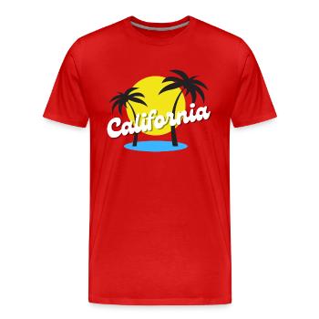 Palmen Kalifornien Urlaub - Männer Premium Bio T-Shirt - Rot - Vorne - Damien (186cm)