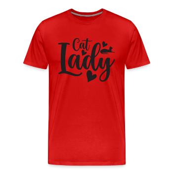 Cat Lady - Men's Premium Organic T-Shirt - red - Front - Damien (186cm)