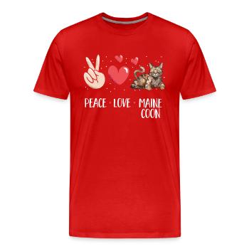 Maine Coon Cat - Men's Premium Organic T-Shirt - red - Front - Damien (186cm)