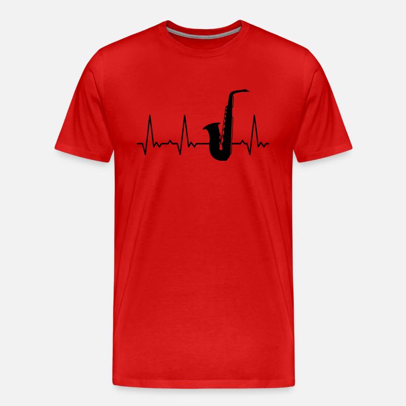 Herzschlag Saxophon - Männer Premium Bio T-Shirt - Rot