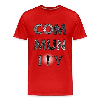 Community Unicycle first edition - T-shirt bio Premium Homme - rouge - Devant - Damien (186cm)