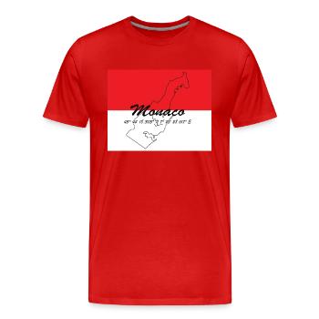Monaco - Stadtstaat mit GPS & Flagge - Männer Premium Bio T-Shirt - Rot - Vorne - Damien (186cm)