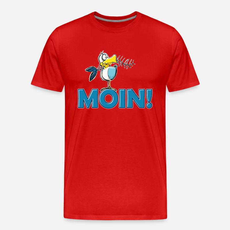 lustige Moin Möwe mit Gräte - Männer Premium Bio T-Shirt - Rot