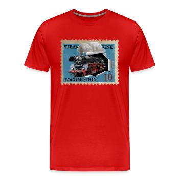 Timbre de locomotive à vapeur - T-shirt bio Premium Homme - rouge - Devant - Damien (186cm)